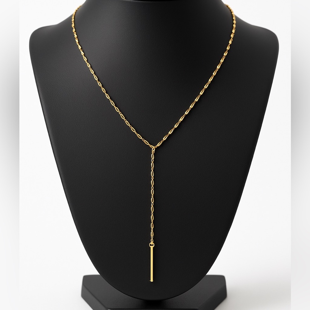 Dainty Gold-Tone Lariat Y Necklace
